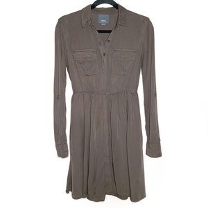 Maeve Anthropologie Army Green Button Up Dress